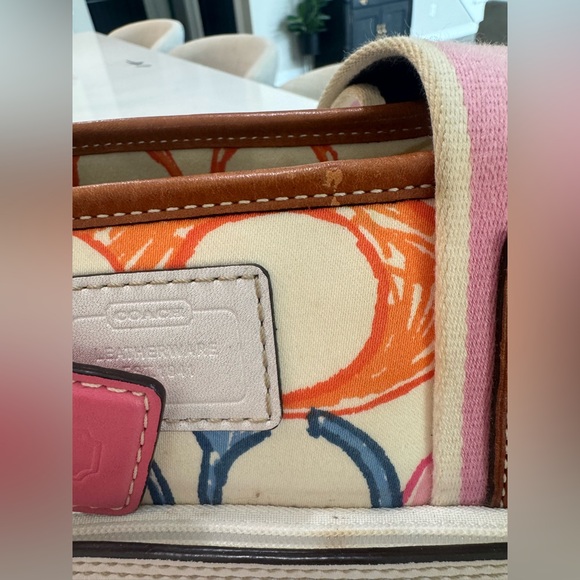 Coach Multicolor Scribble Signature Canvas Tote with Pink Accents - Picture 4 of 11